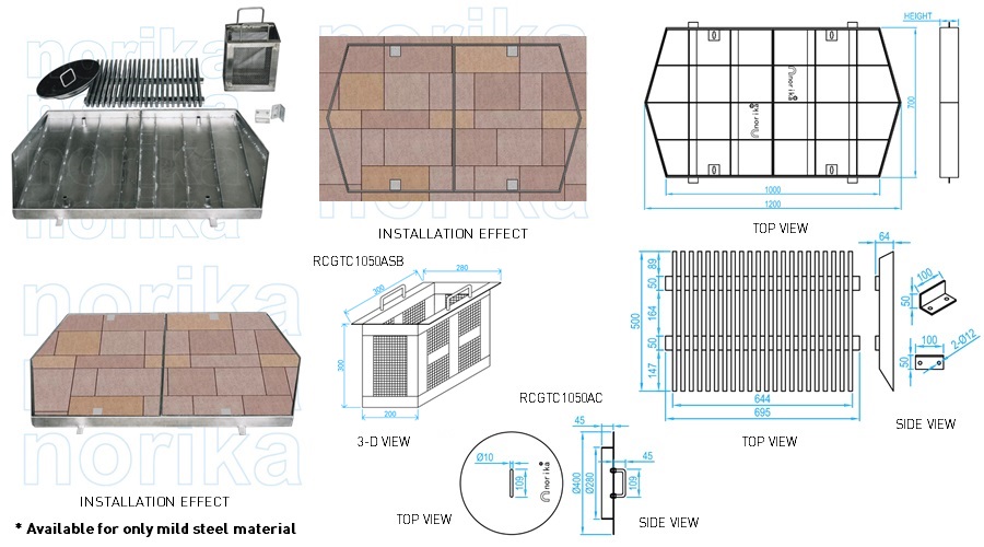 Reversible Grease Trap Frame & Cover 1050 ( Recessed Mosaic Tiling Side)