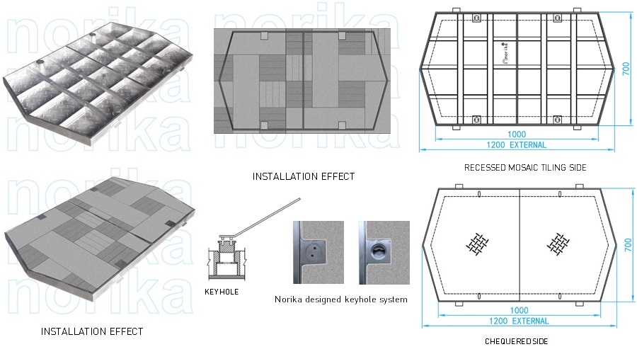 Stainless Steel AISI 304 Reversible Grease Trap Frame & Cover 1050