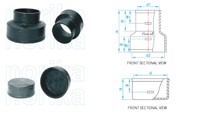 CISPI 301 Cast Iron Hubless Pipe Reducer & End Cap