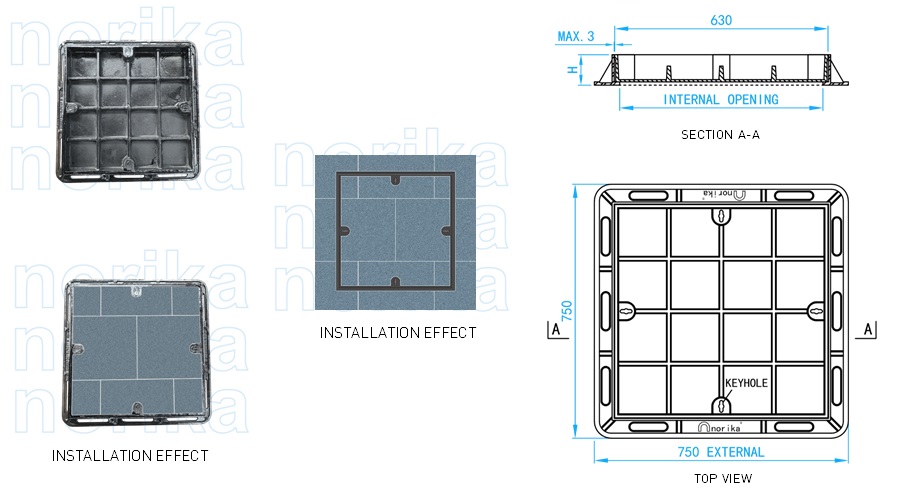 Ductile Iron Medium Duty Recessed Manhole Cover & Frame (A2 Grade)