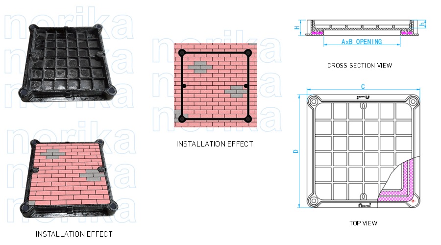 Airtight  & Watertight Ductile Iron Heavy Duty  Recessed Manhole Cover & Frame