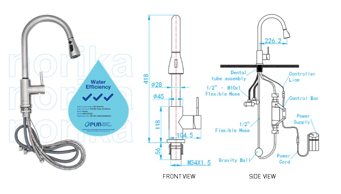 AISI304 Pull Out Sink Mixer Tap(Touch Sensor)