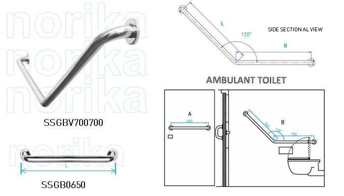 Stainless Steel Handicapped Grab Bar For Ambulant Toilet