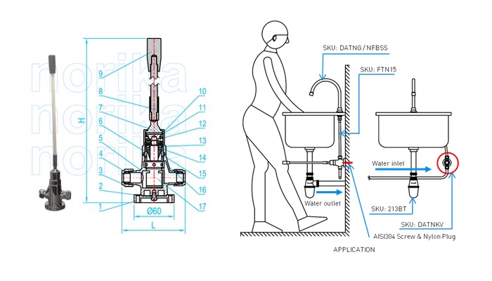 Exposed Knee Or Foot Operated Valve