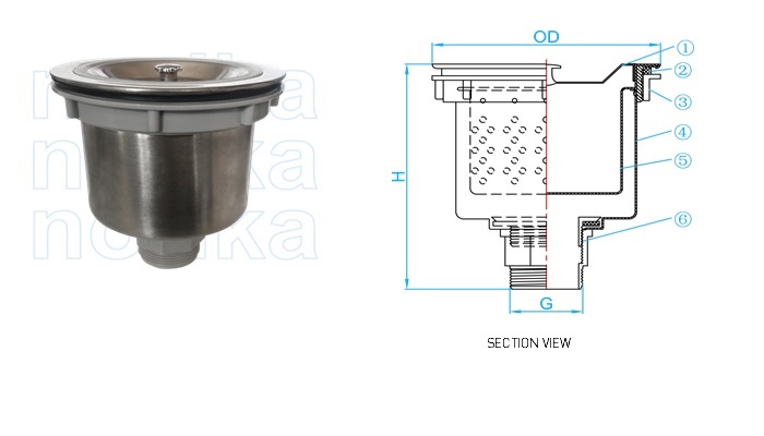 Stainless Steel Big Basket Waste Plug (6 1/2")