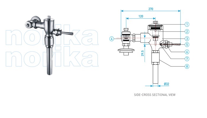 Exposed Manual Operated WC Flush Valve