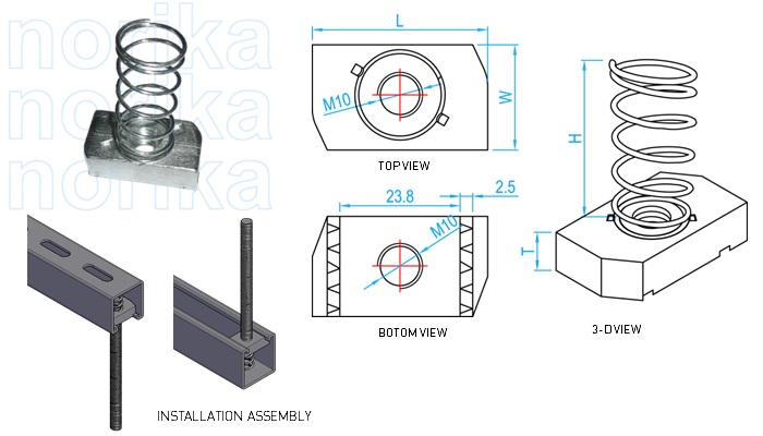 Unistrut Long Spring Channel Nut