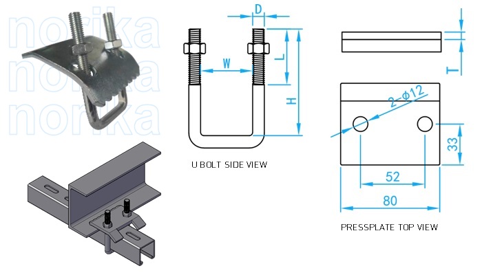 Unistrut Beam Clamp / U-Bolt Beam Clamp