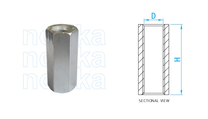 Galvanized Iron Hexagonal Long Nuts