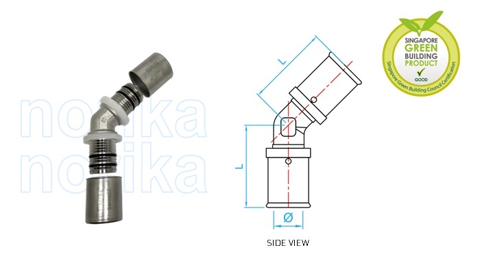 PEX Press-Fit 45 Degree Elbow (Type F5)