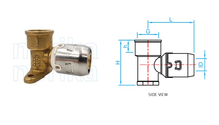 PEX Push-Fit FI Wallplate Elbow (Type F6)