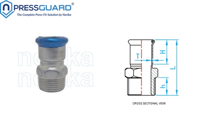 Stainless Steel 304 Press Fit MI Adaptor