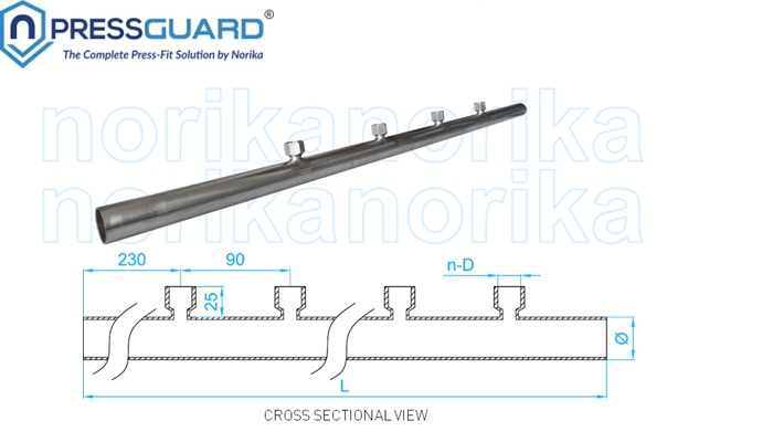 Stainless Steel 304 Press Fit Single Sided Manifolds ( FI end and Pipe end)