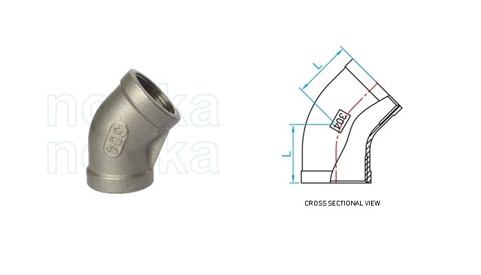 Stainless Steel 304 Threaded 45 Deg Elbow