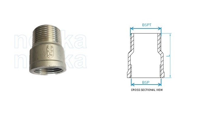 Stainless Steel 304 Threaded Equal Socket MxF