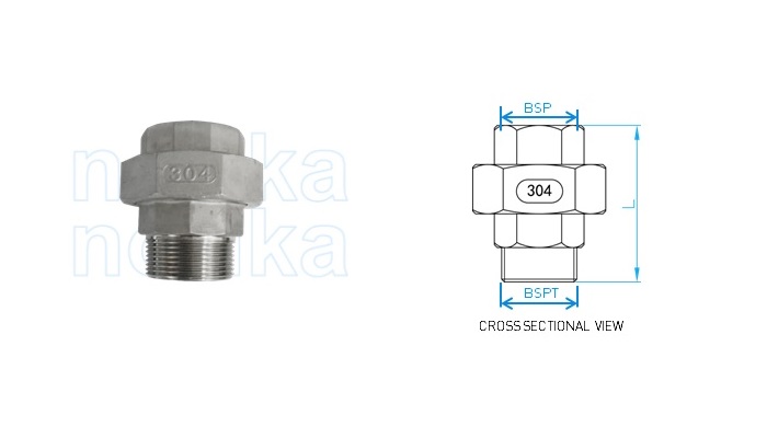 Stainless Steel 304 Threaded Union MxF