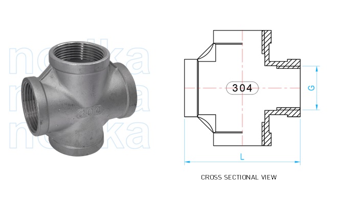 Stainless Steel 304 Threaded Cross Tee