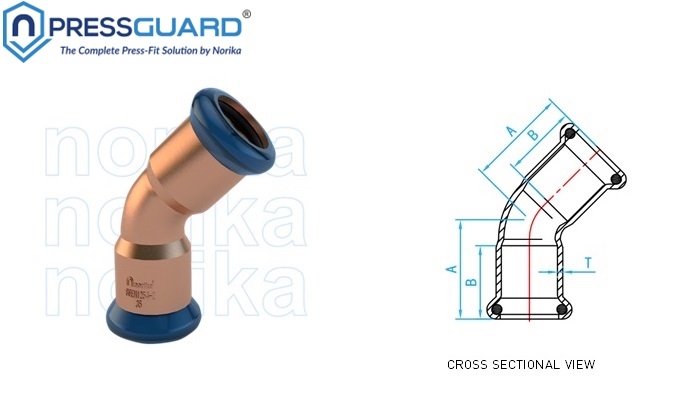 Copper Press Fit 45 Deg Elbow