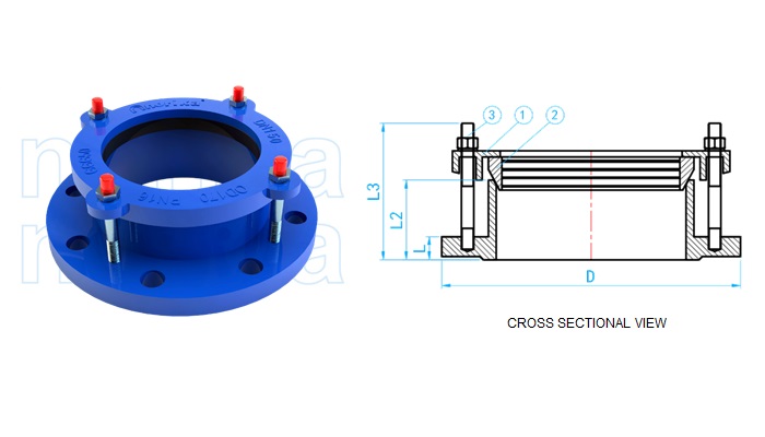 Heavy Duty Ductile Iron Flange Adaptor C/W Epoxy Coated PN16