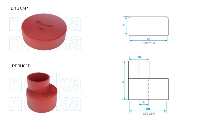 BS EN 877 Fusion Bonded Epoxy Coated Hubless Cap & Reducer