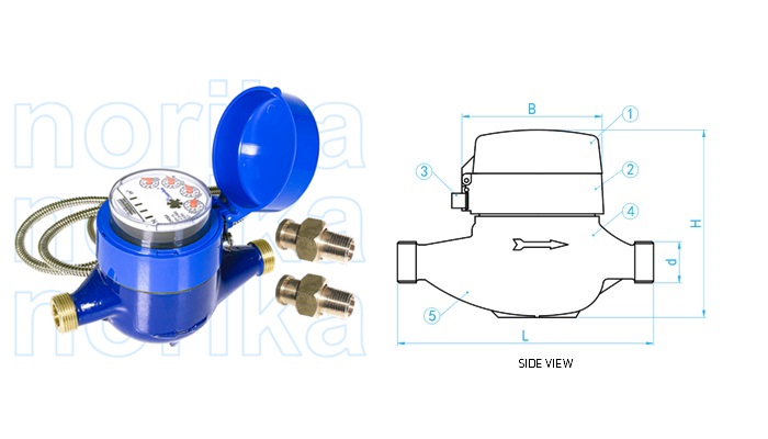 Multi Jet Dry Dial Smart Water Meter With Modbus RTU Output (Class B)