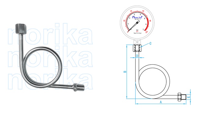 Stainless Steel 304 Pressure Gauge Buffer Tube / Syphon