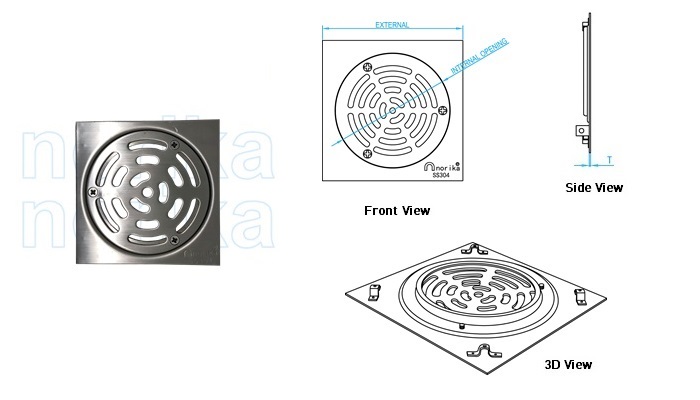 Stainless Steel AISI304L  Square Grating (With Hole)