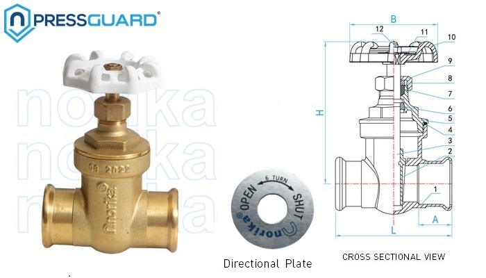 Brass Press Fit Gate Valve