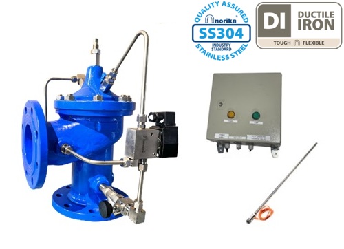 Epoxy-Coated Ductile Iron 3-Way Solenoid Pilot Operated Valve