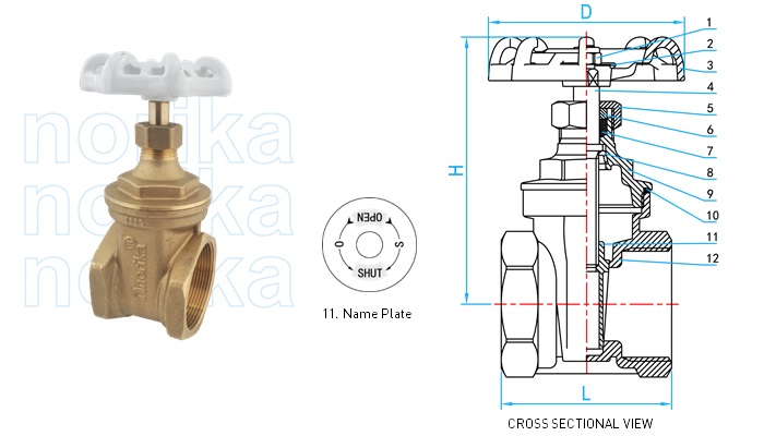 Brass Gate Valve BSP Thread End