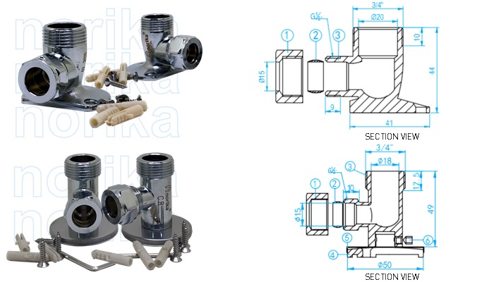 Chrome Plated Mixer Flange Elbow