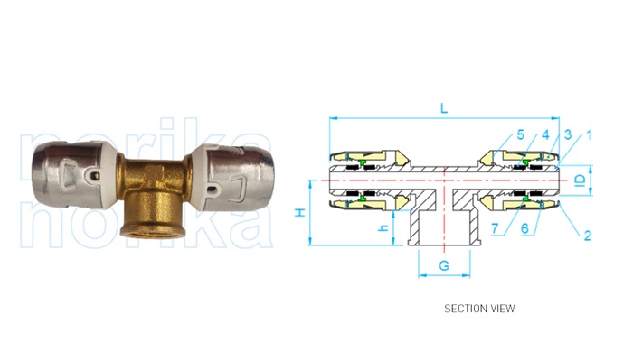 pex push-fit tee FI (jenis F6)