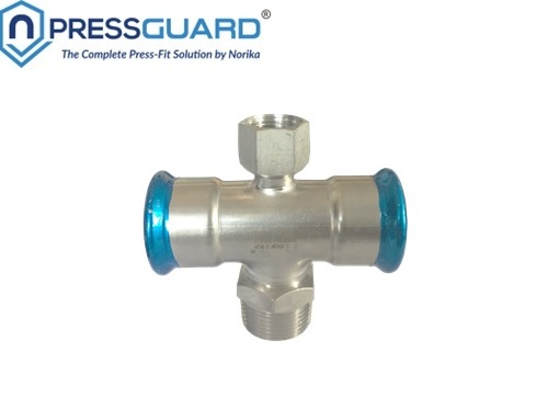 Stainless Steel 304 Press fit Reducing Cross Tee MxF