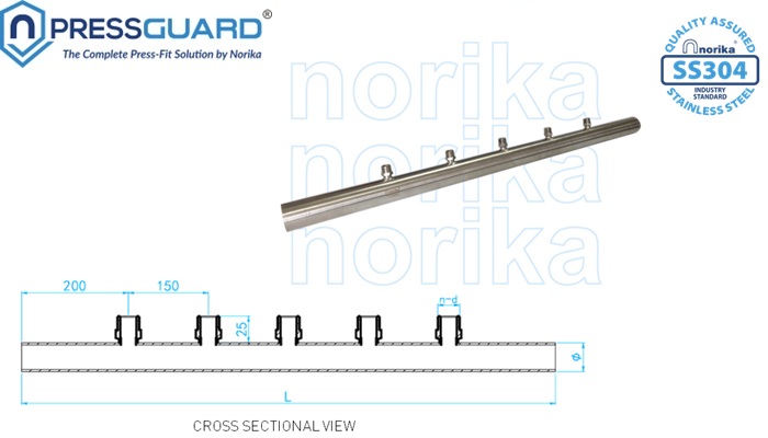 keluli tahan karat 304 press-fit Manifold