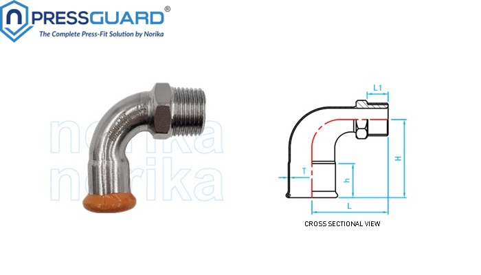 Stainless Steel 316L Press Fit 90 Deg MI Elbow