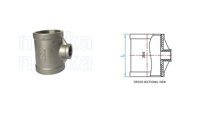 Stainless Steel 304 Threaded Reducing Tee