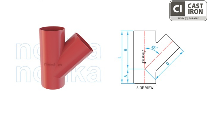 EPC - Fusion Bonded Epoxy Coated Hubless Branch Tee 45°