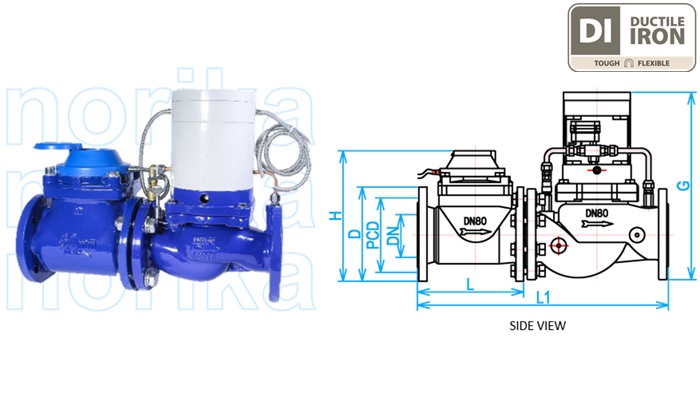 Multi Jet / Woltman Dry Dial Photoelectric Direct Reading Water Meter With Valve  Controlled (R100)