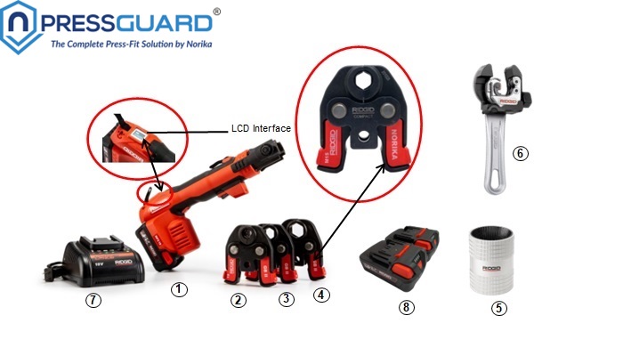 Norika X Ridgid RP218 Pressing Tool  ( Jaws Calibrated with Norika BS EN 1254-2 fittings)