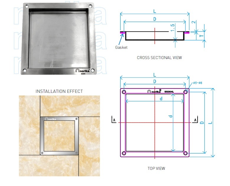 AISI304L Decorative Smartdrain Urinal Trap Cover